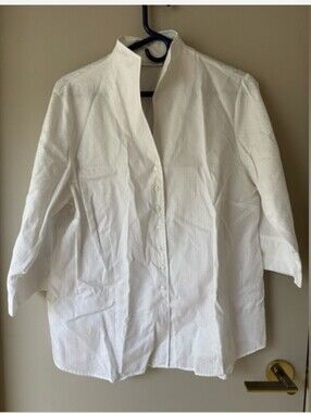 Eterna White 3/4 sleeve Women’s Button Down Shirt